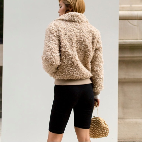 Jackets & Blazers - Moon River Beige Faux Fur Teddy Bomber Jacket XS